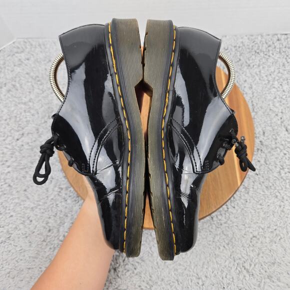 Dr. Martens Womens 8 1461 Black Patent Leather 3-Eye Lace Up Plain Toe Oxford main image 12